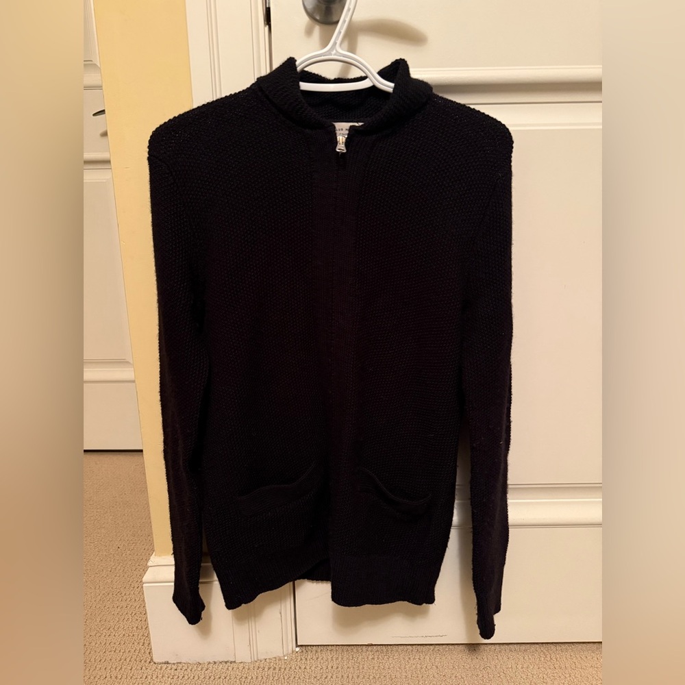 Club Monaco Men’s Black Wool Zip-Up Sweater - XS